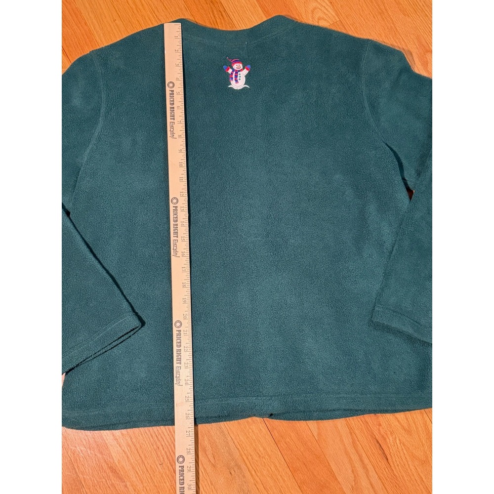 Bonworth Womens Large Green Fleece Snowman Embroidered Button Cardigan 35431 - Picture 7 of 8